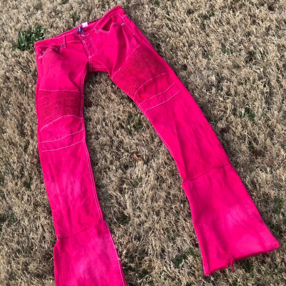 Skinny dyed stacked jeans